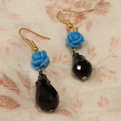 Blue Rose Teardrop Earrings