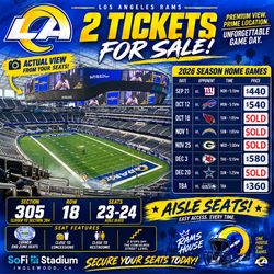 LA Rams 2026 Season Tickets – 2 Seats - Selling fast! Don’t miss out!