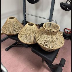 LOW PRICE MOVING- 3 West Elm Rattan Lamp Shades