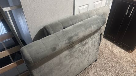 Gray Velvet Tufted Upholstered Headboard