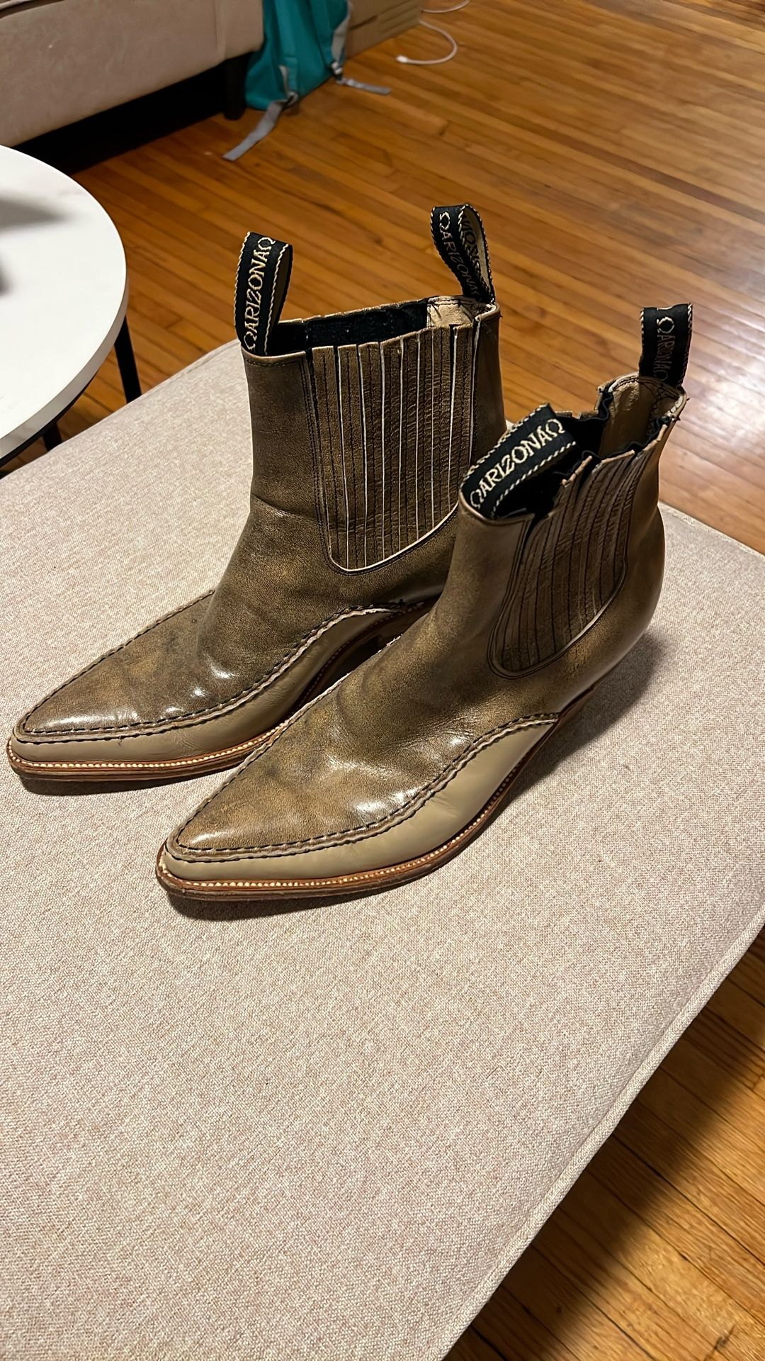 Arizona Leather Cowboy Ankle Boots 9 Men