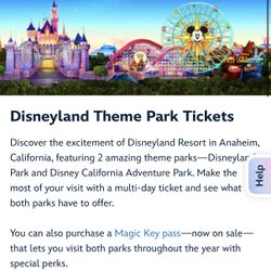 Disney Park Tickets – Unused and Ready to Transfer”