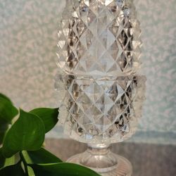 Vintage **Rare**  Petite Choses CLEAR DIAMOND POINT Glass Fairy Lamp Candle Holder 