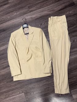 Cream Two-Piece Suit Jacket and Pants