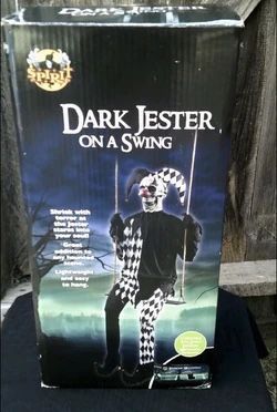 Halloween Animatronic. Dark Jester On Swing. Halloween Prop