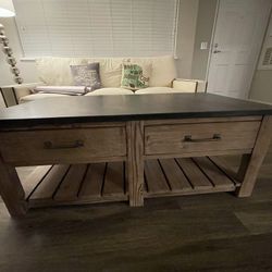 Pottery Barn Marble & Wooden Coffee Table