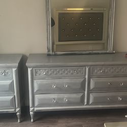Hand painted Antique Vanity And Night Stand