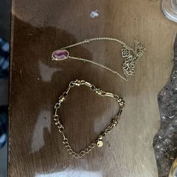 14k plated bracelet and necklace