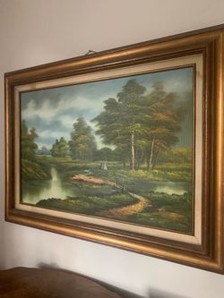 Vintage frame oil painting E.Rose
