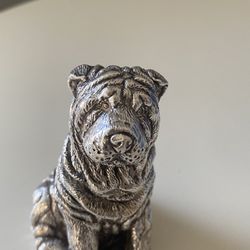 RARE LISHAM Art Sculpture, Sterling Silver Shar Pei Dog Statue Figurine