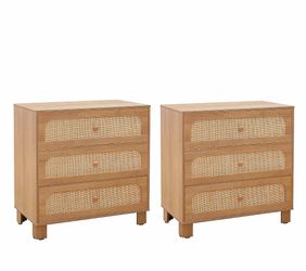 3 Drawer Rattan Dressers/ End Table, Nightstands 