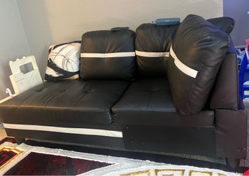 Leather sectional with ottoman