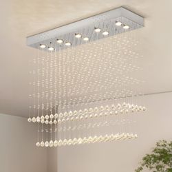 Modern Crystal Chandelier 10-Light Raindrop Ceiling Light Fixture K9 Crystal Raindrop Chandelier Flush Mount Pendant Lamp Modern Ceiling Light for Din