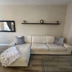 Neutral 3 Seater Couch With Left Facing Chaise Lounge