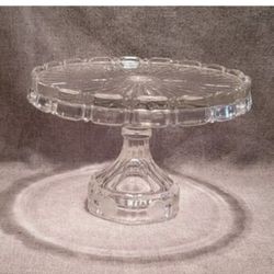 Fostoria Bicentennial Coin Round Clear Glass Cake Stand 10" Dia x 7