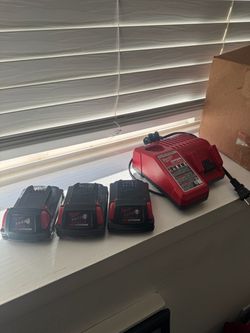 Milwaukee M18 Batteries x3 + M18/M12 Charger