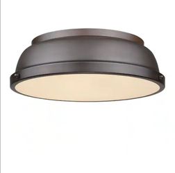 Golden Lighting Duncan 14 inch 2-Light Rubbed Bronze Flush Mount