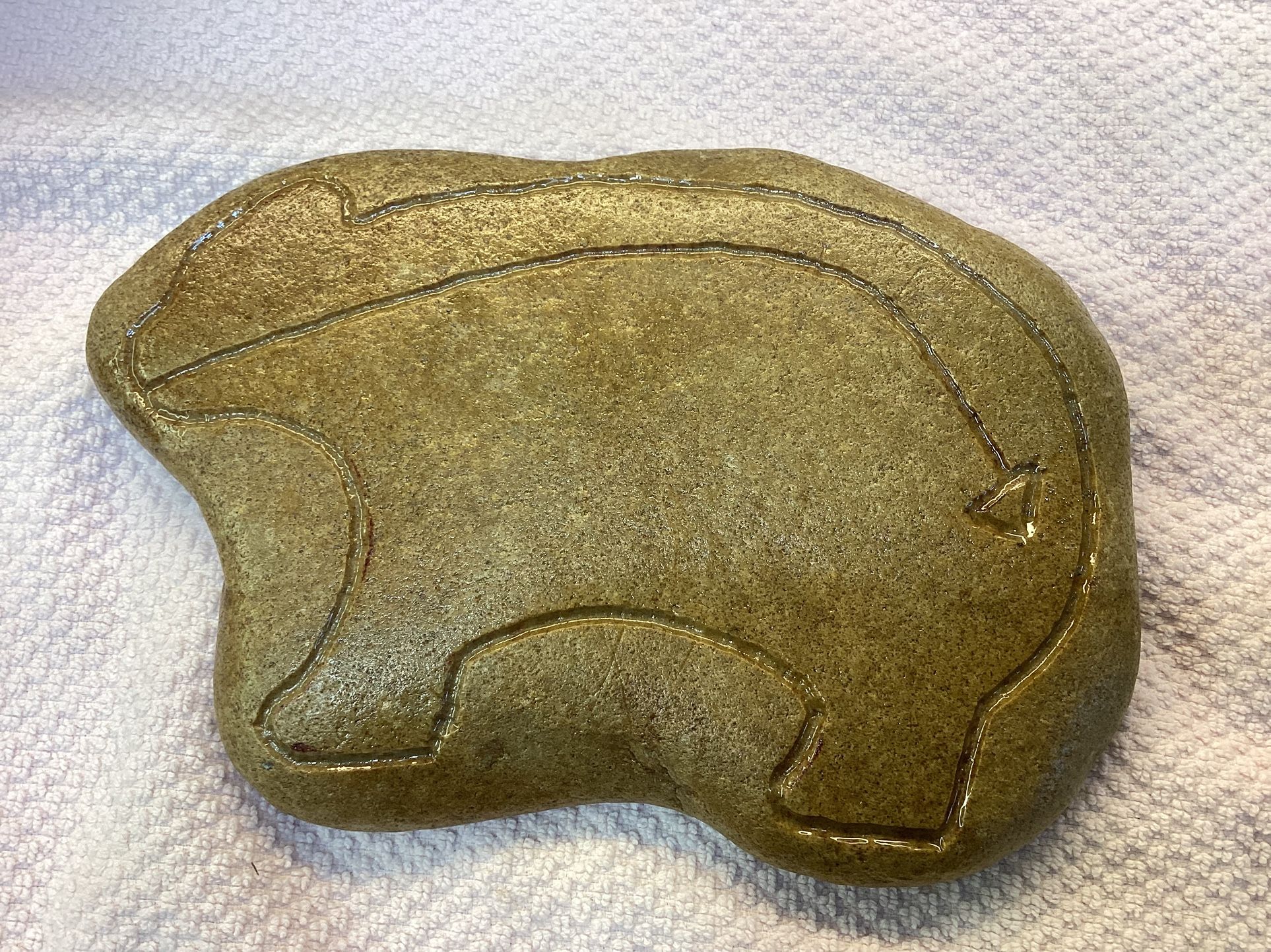 3 Different Hand Carved River Rock Native American Inspired Totem Animals