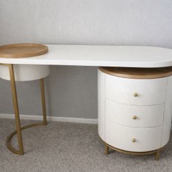 Modern White & Gold Vanity Desk 