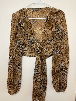 shein medium cheetah tie top 
