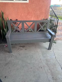 Gray Wooden Outdoor Garden Bench