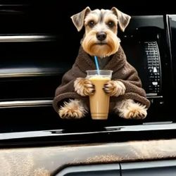 Cute 3D Print Schnauzer Dog Car Air Freshner Vent Clip 