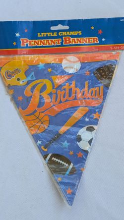 Sports Birthday Party Little Champs Pennant Banner 12' Long x 10.25 By Amscan. We have Streamers too