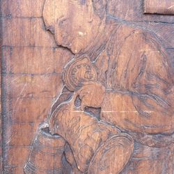 Antique Wood Carving Of Monk With Lager