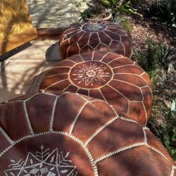 Leather Poufs 