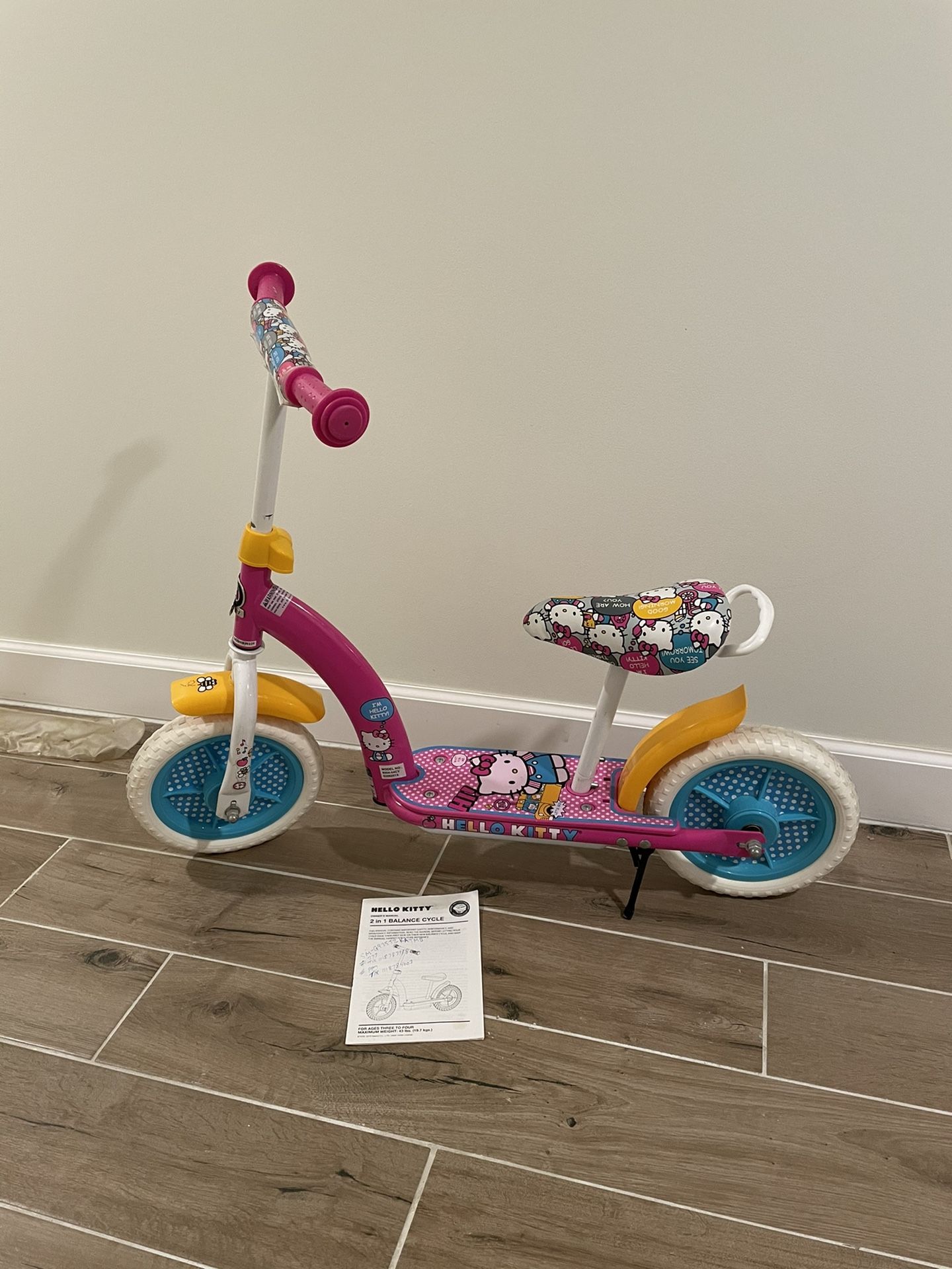 Hello Kitty 2 In 1 Balance Bike And Scooter By Dynacraft
