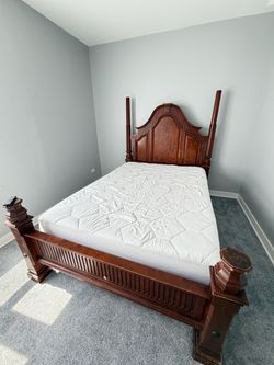 Dark Wood Four-Poster Bed Frame