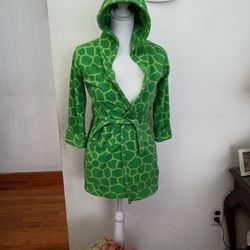 Green Turtle Shell Pattern Leveret Toddler Kids Bath Robe 5yo