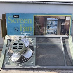 Vintage Marvin Screen Window Fan Model #239W, Green, Expandable Screen. Great.