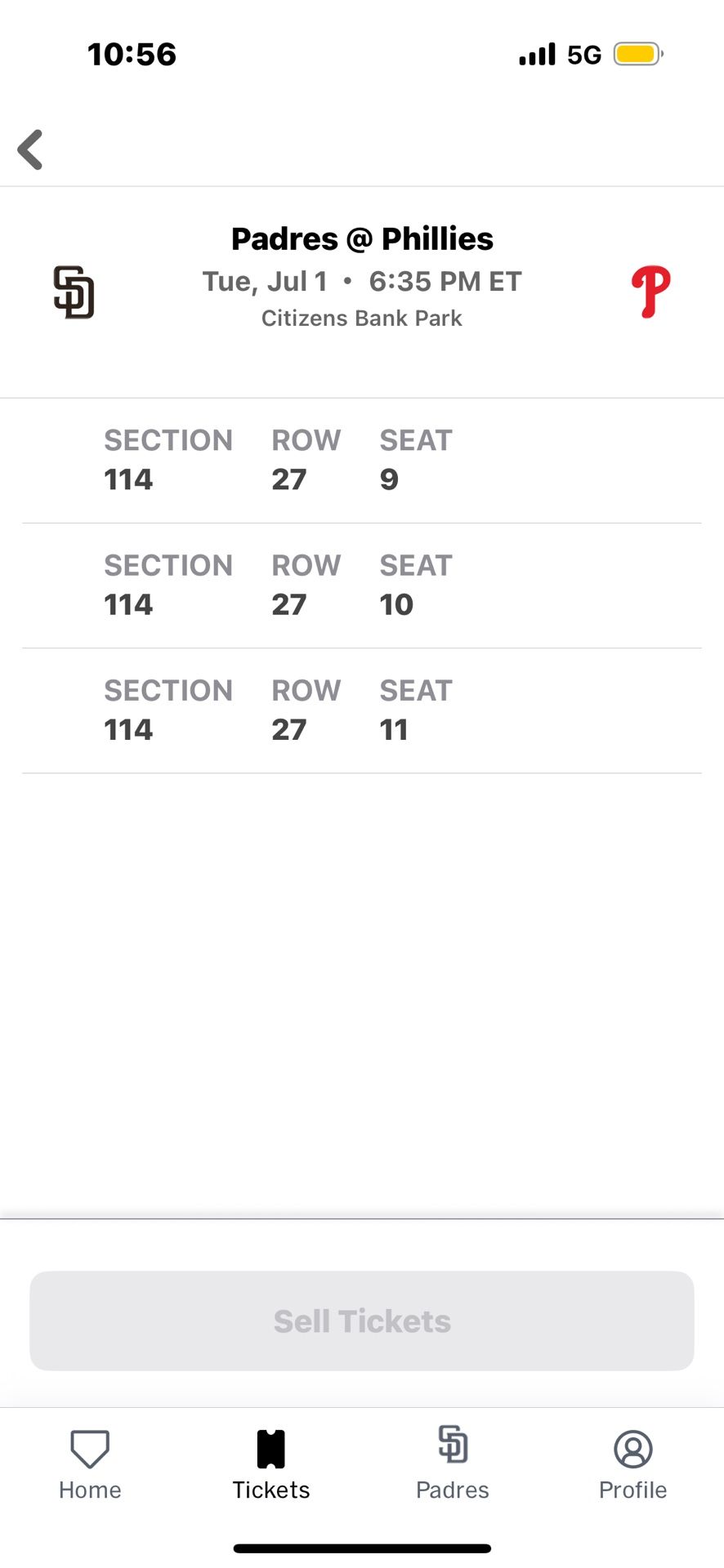 Phillies v Padres Tickets