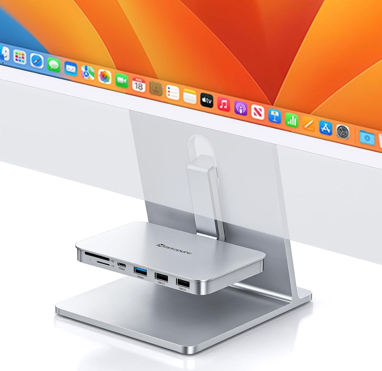 Minisopuru iMac Accessories for i Mac M1/M3/M4, USB C Hub for iMac2021/2023/2024 with USB A/C 10Gbps, SD/TF, iMac Adapter Compatible with iMac24 inch