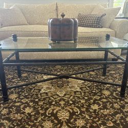 Bassett  Wood And Glass Coffee Table 