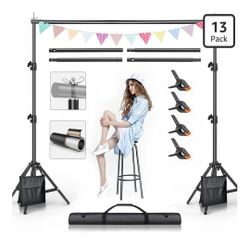BEIYANG Backdrop Stand, 7.5 FT x 10 FT Adjustable Photography Background Support System Kit with Carrying Bag for Photo Video Studio
