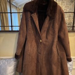 Embroidered Shearling Coat From Italy