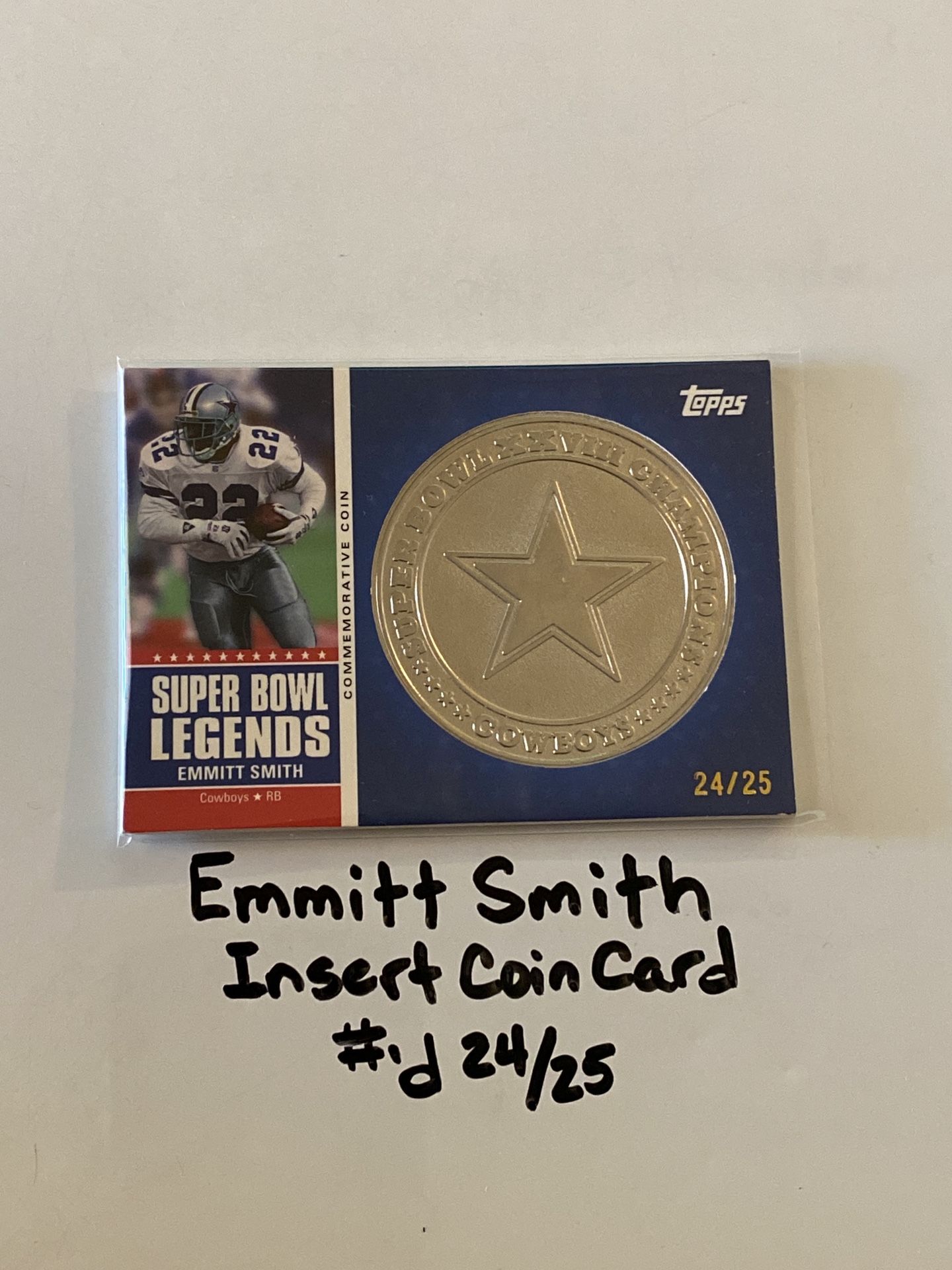Emmitt Smith Dallas Cowboys Hall of Fame RB Topps Short Print Insert Card. #’d 24/25.