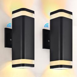Outdoor Wall Lights Exterior Dusk to Dawn 2 Pack,Black Outdoor Light Fixtures Wall Mount ETL Listed,12In Up and Down Lights Outdoor Exterior Porch Lig