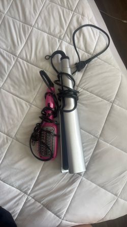 Hair straightener brush and flatiron