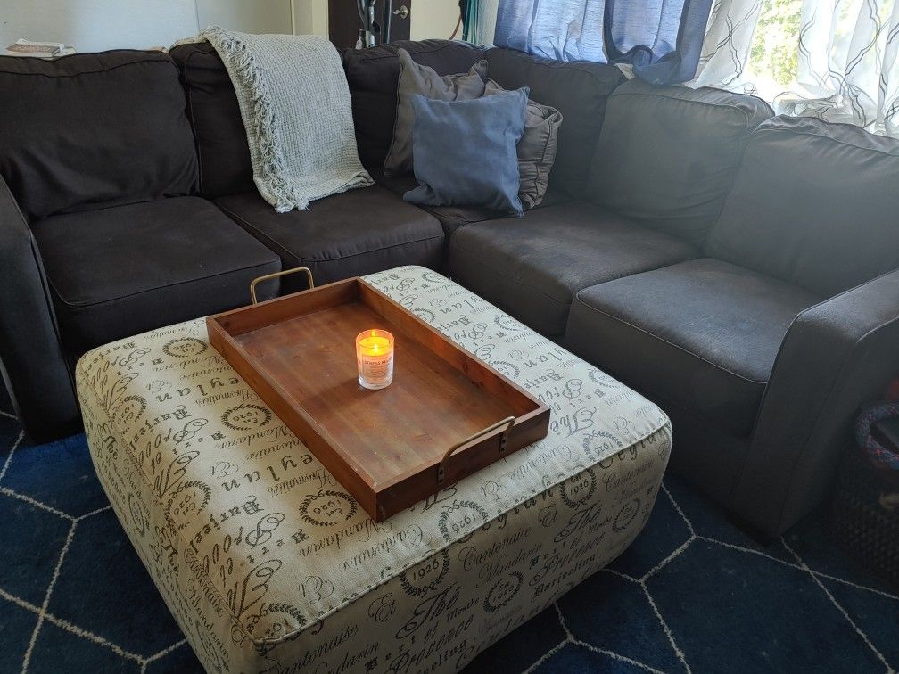 Grey Couch And Ottoman