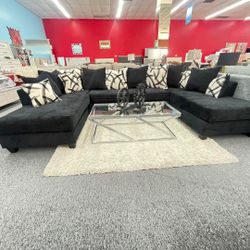  Black Double Chaise Sectional ⭐️Financing With $39 Down