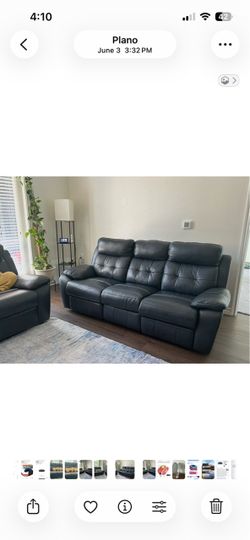 Dark Gray Leather Reclining Sofa negotiable