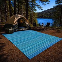 New In Box 8x10 Feet Large RV Camping Picnic Beach Outdoor Floor Mat Carpet With Carrying Bag Blue Or Green Color