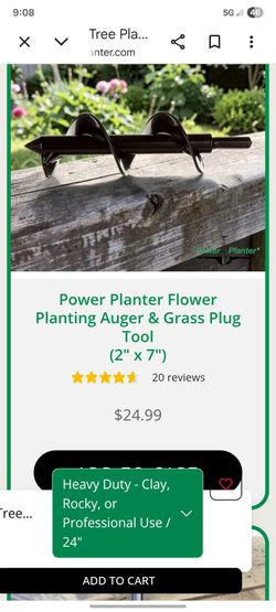 Planting auger 2 by 7 inches