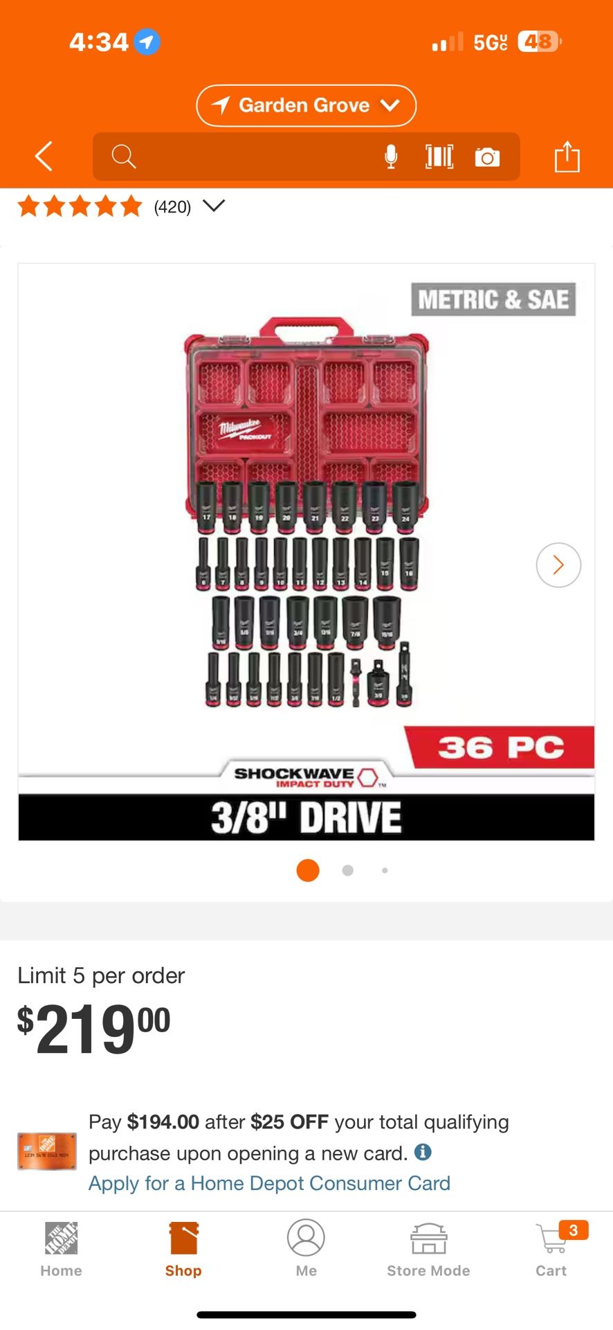 Milwaukee SHOCKWAVE Impact-Duty 3/8 in. Drive Metric and SAE Deep Well Impact PACKOUT Socket Set (36- Piece)