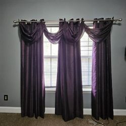 Aubergine Purple Curtains With Valance 