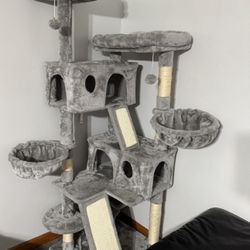 66 Inches Multi-Level Large Cat Tree Tower for Indoor Big Cats/Cozy Plush Perches/Cat Condo/Sisal Scratching Posts/Hammock and Baskets/Cat Activity Ce