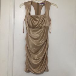 Gold Glitter Ruched Mini Dress